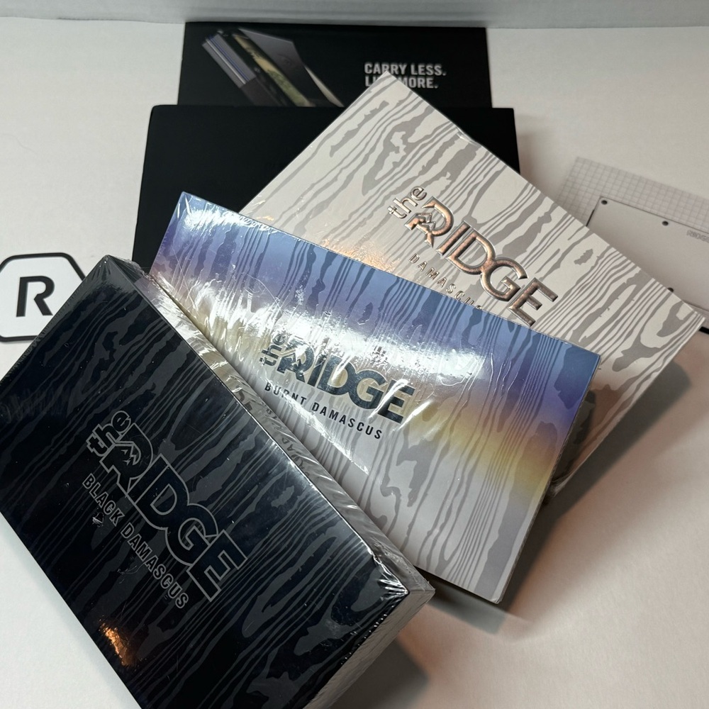 *SOLD*RIDGE Wallet Set - (3) DAMASCUS STEEL (STEEL, BURNT, BLACK) - Picture 5 of 12